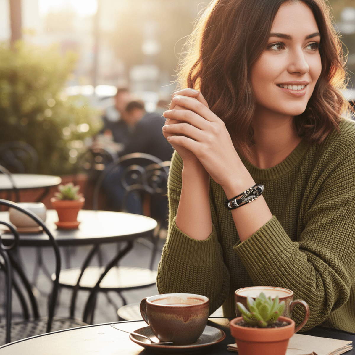 Leather Bracelet with Guitar-Inspired Design