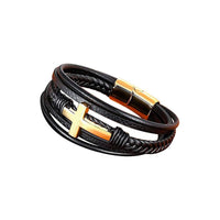 Leather Cross Bracelet