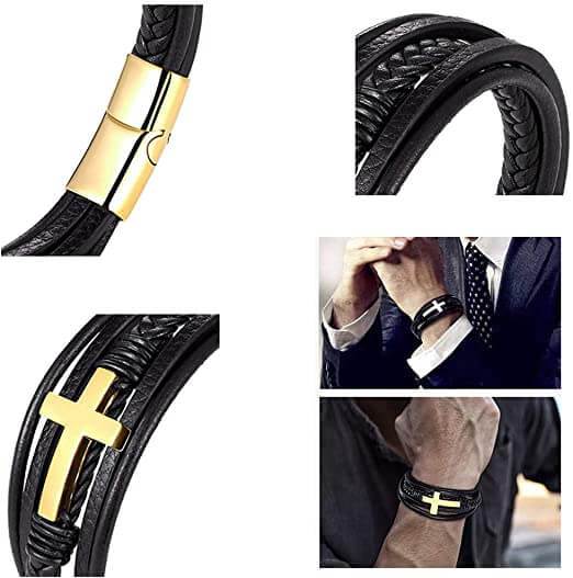 Leather Cross Bracelet