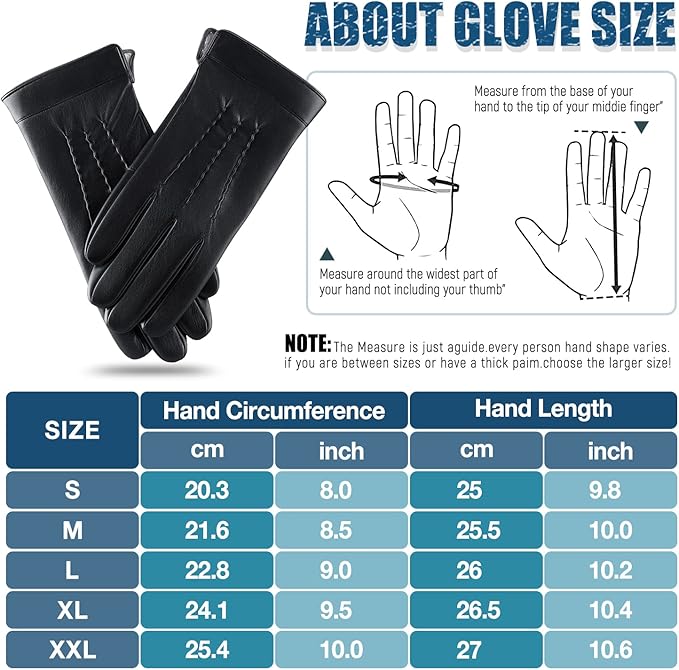 Leather Touchscreen Winter Gloves