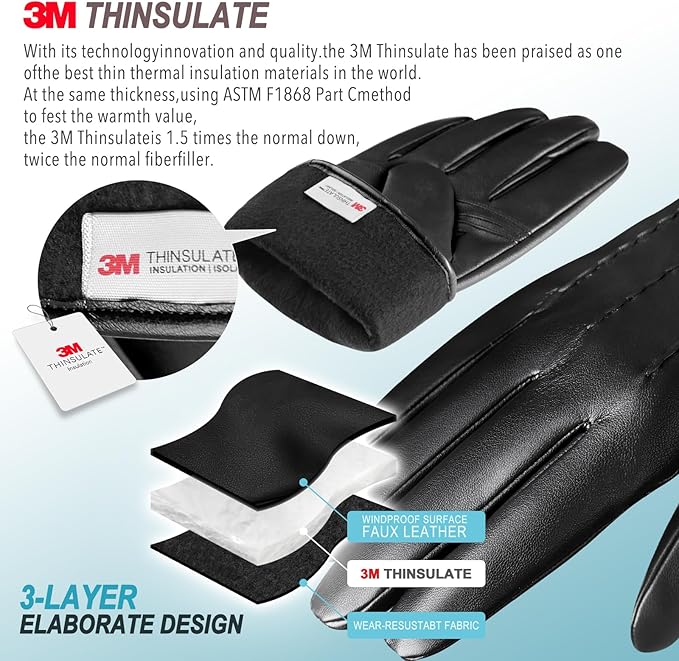 Leather Touchscreen Winter Gloves