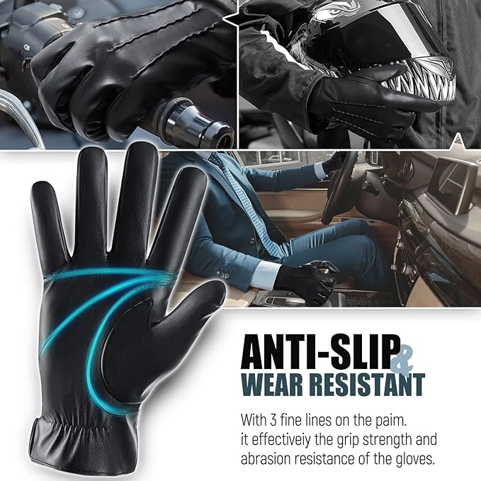 Leather Touchscreen Winter Gloves