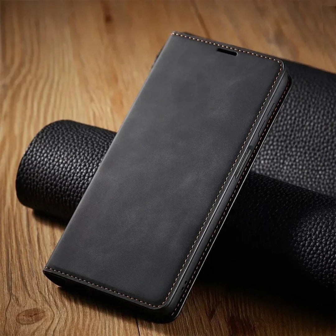 Leather Wallet Phone Case with Magnetic Closure