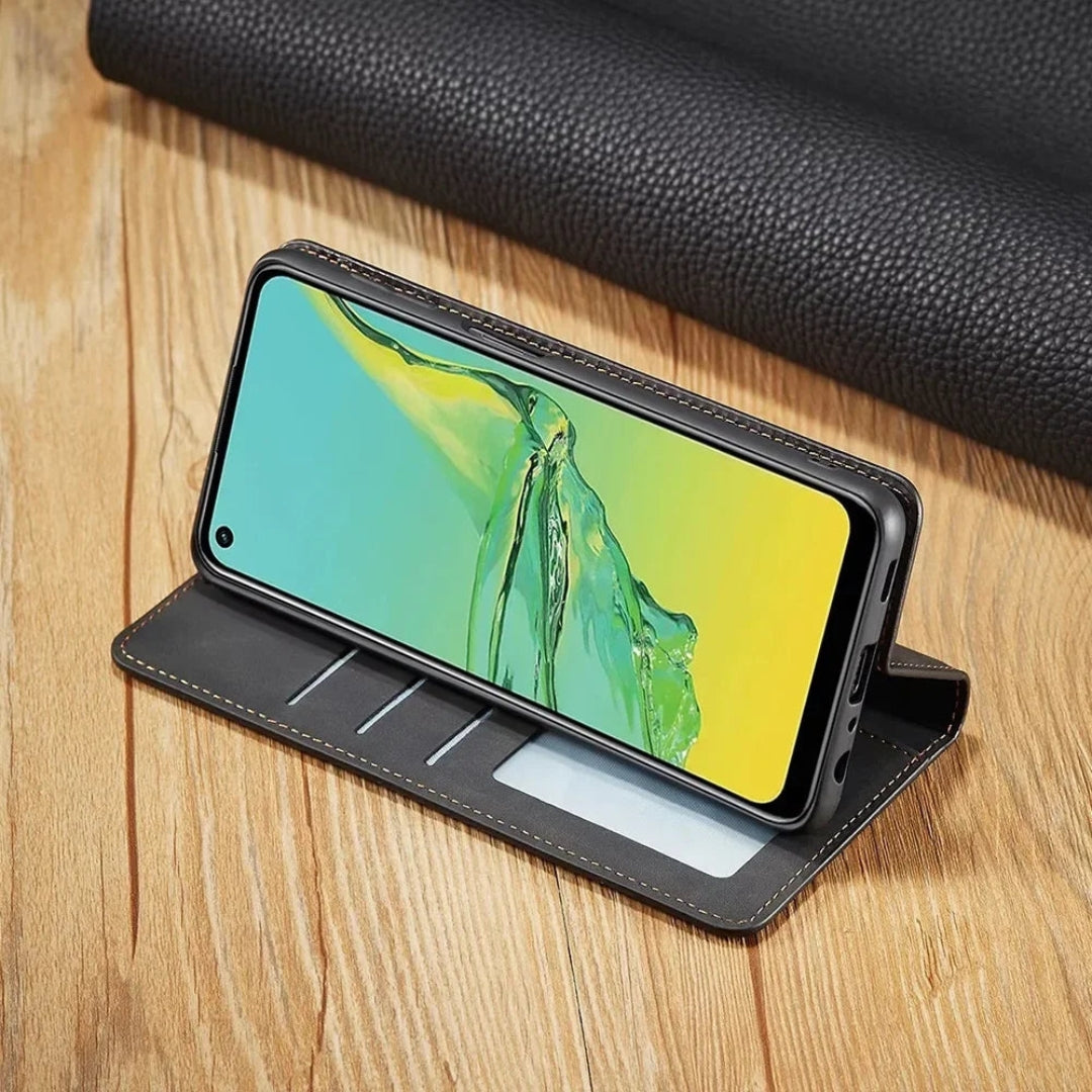 Leather Wallet Phone Case with Magnetic Closure