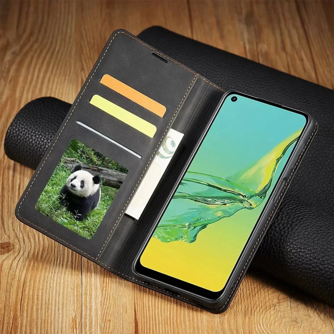 Leather Wallet Phone Case with Magnetic Closure