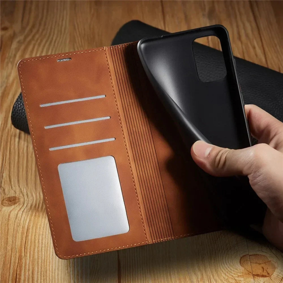 Leather Wallet Phone Case with Magnetic Closure