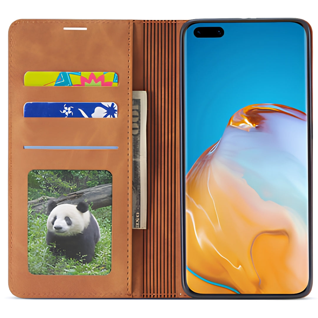 Leather Wallet Phone Case with Magnetic Closure