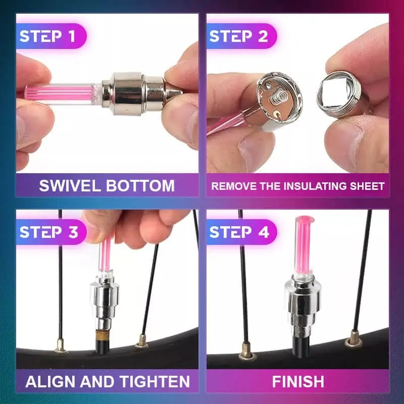 LED Bicycle Valve Lights for Night Riding