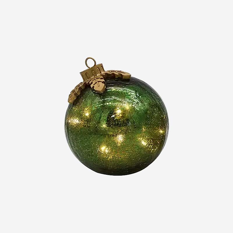 LED Crackle Glass Christmas Baubles – Illuminated Tree Ornaments for Christmas Decoration