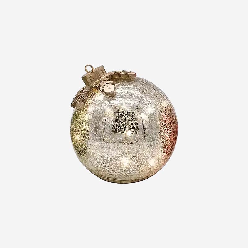 LED Crackle Glass Christmas Baubles – Illuminated Tree Ornaments for Christmas Decoration