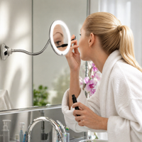 LED Lighted Magnifying Bathroom Mirror with Flexible Arm