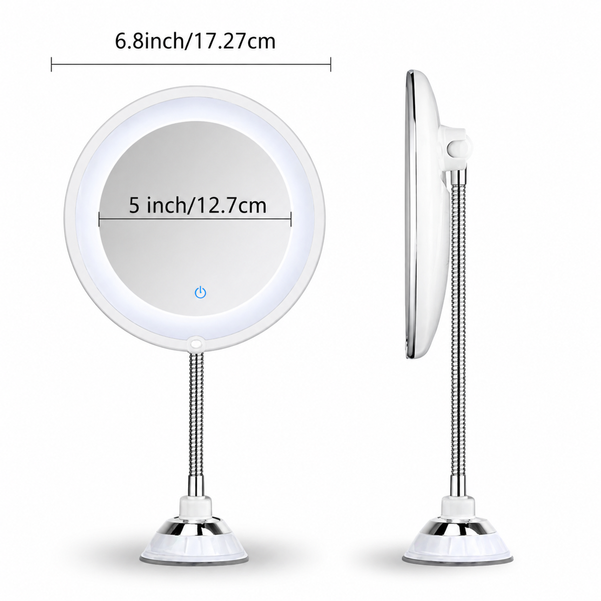 LED Lighted Magnifying Bathroom Mirror with Flexible Arm