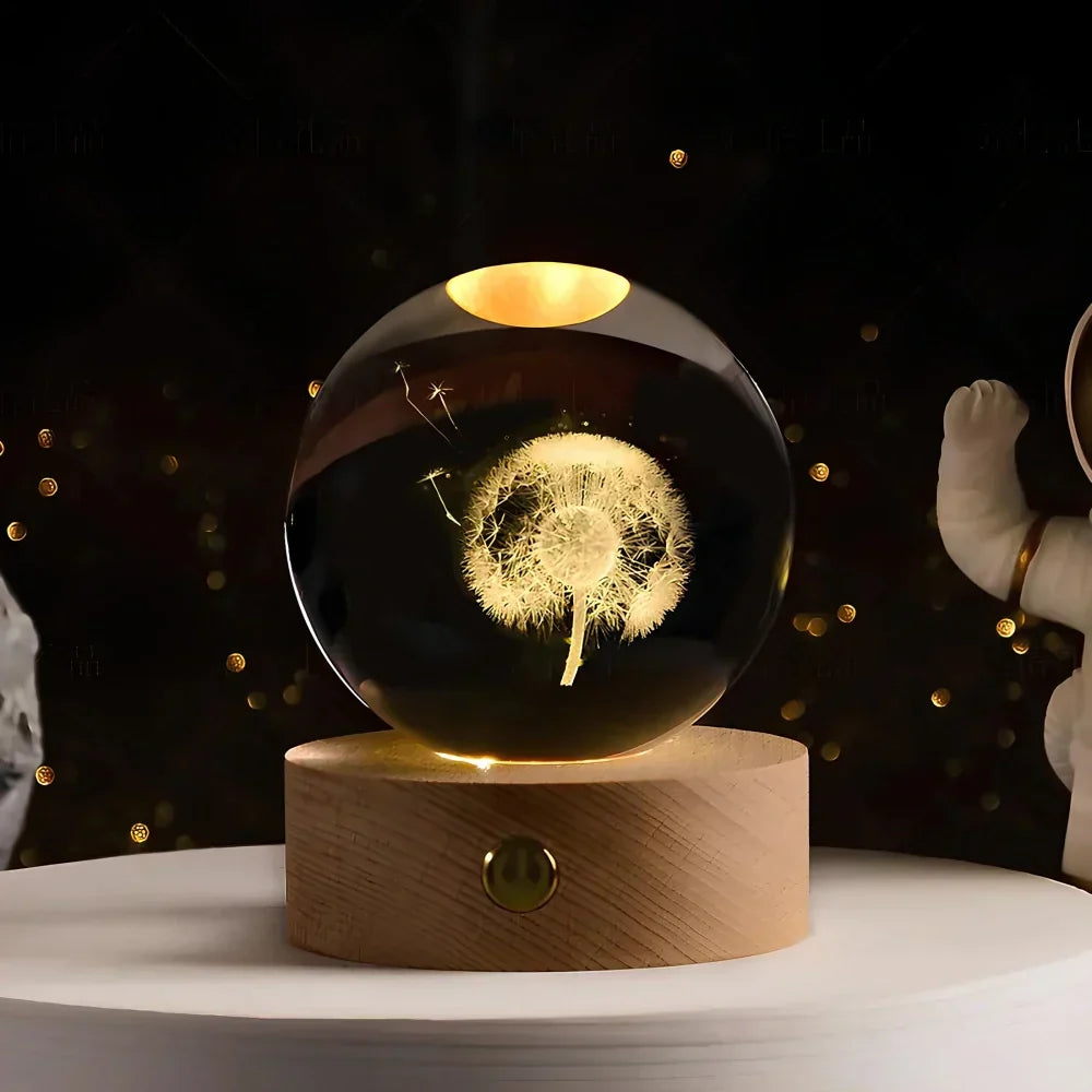 LED Night Light with 3D Crystal Ball