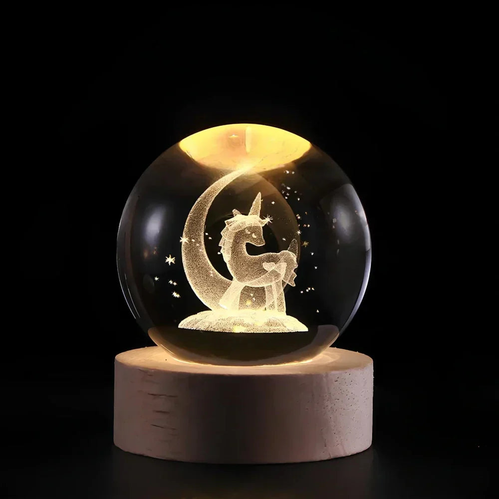 LED Night Light with 3D Crystal Ball