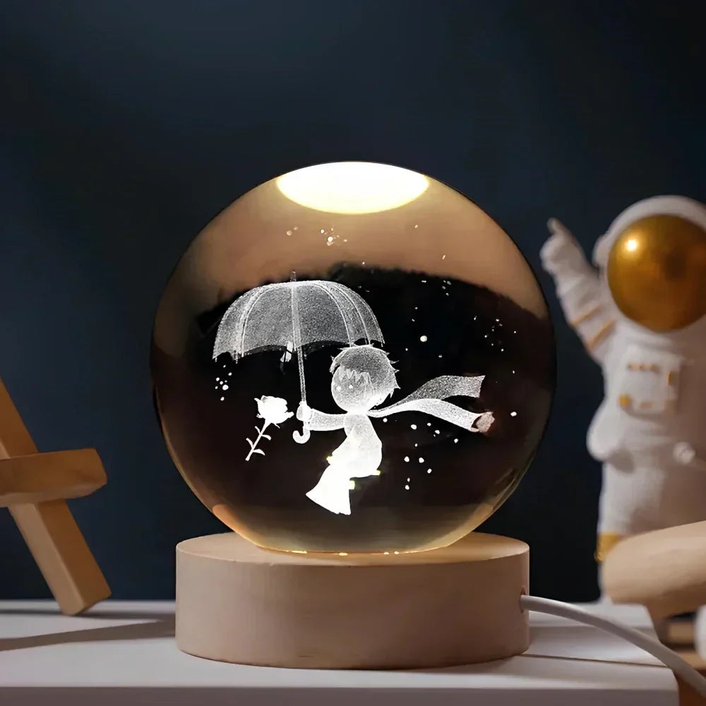 LED Night Light with 3D Crystal Ball