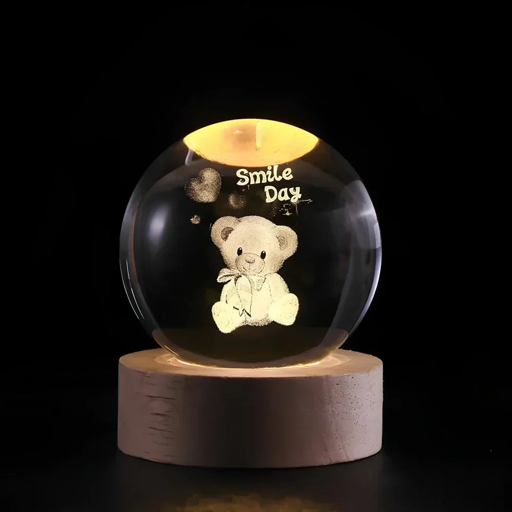 LED Night Light with 3D Crystal Ball