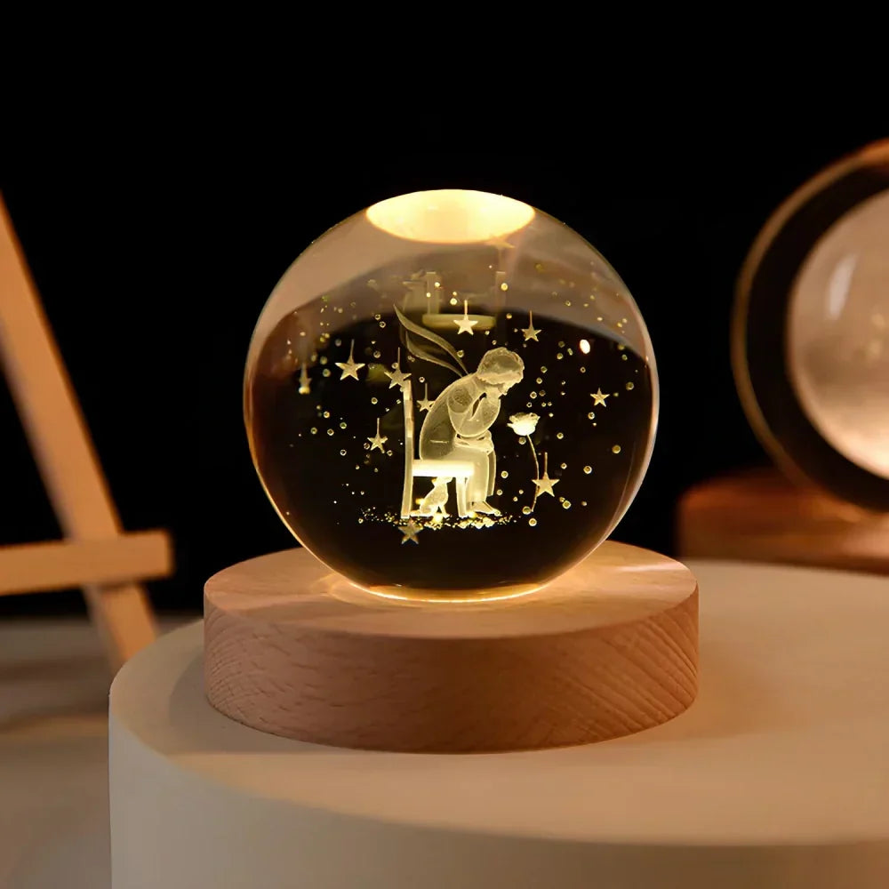 LED Night Light with 3D Crystal Ball