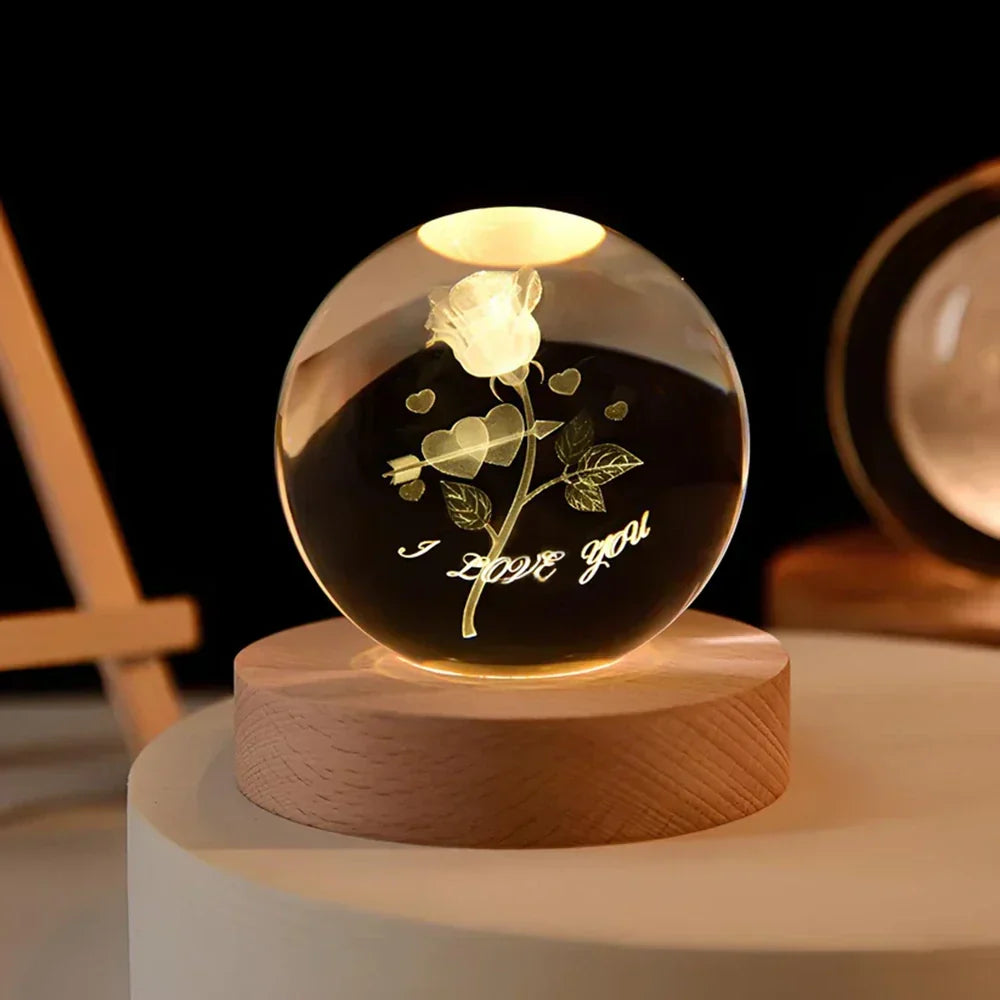 LED Night Light with 3D Crystal Ball