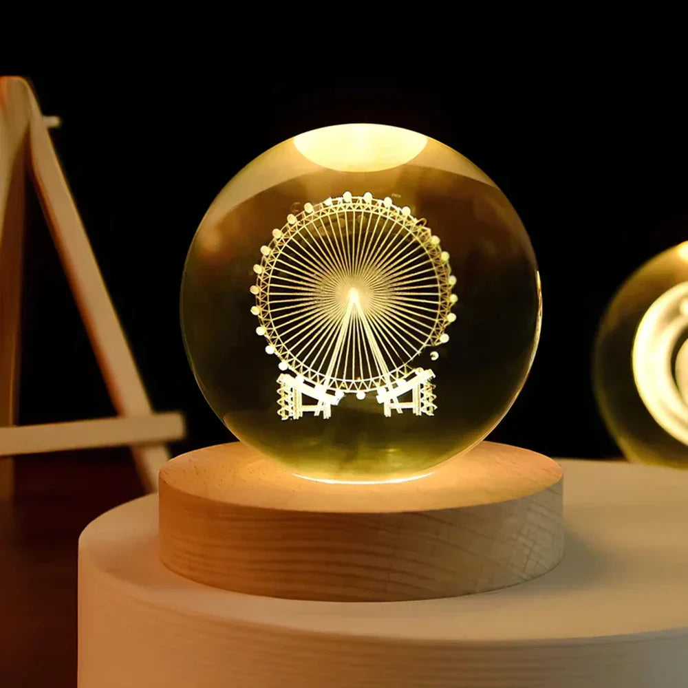 LED Night Light with 3D Crystal Ball