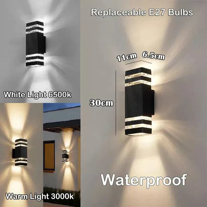 LED Outdoor Wall Light – Modern IP65 Up & Down Design with E27 Socket