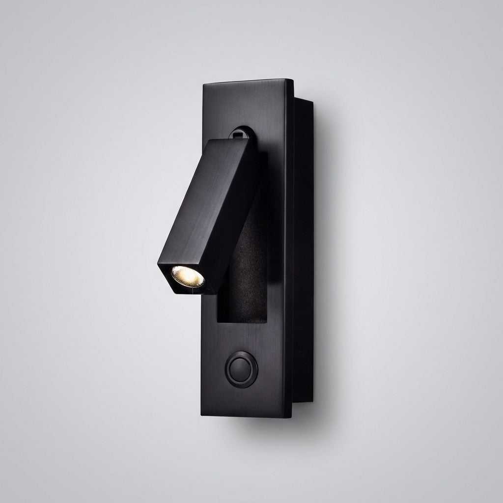 LED Wall Reading Lamp with Matte Black Copper Finish, 3 Color Options & Rotatable Arm