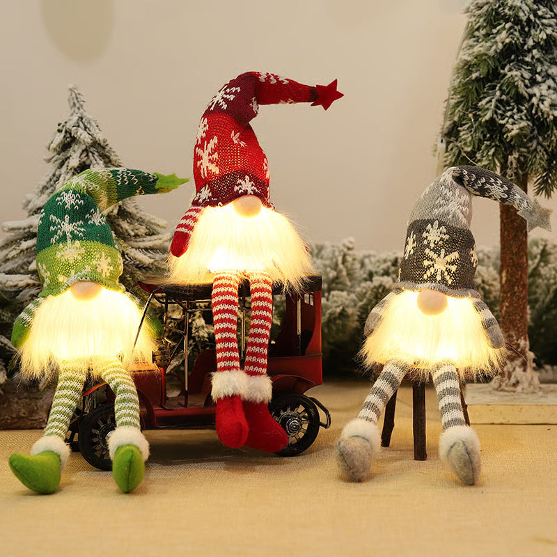 Light-Up Christmas Gnome Plush Toy Set – Long-Legged Nordic Tomte Christmas Decoration