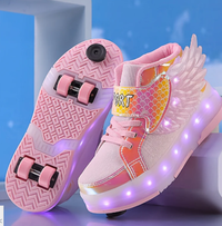 Light-Up Roller Skate Sneakers with Wings – USB Rechargeable for Girls and Teens