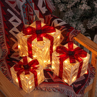 Lighted Christmas Gift Boxes, Set of 3 – Warm White LED Indoor and Outdoor Christmas Decoration