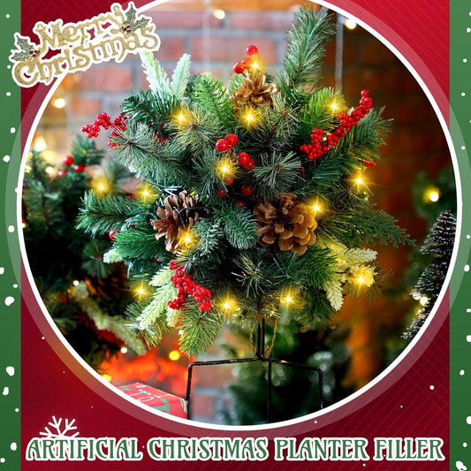 Lighted Outdoor Christmas Bush for Planter Decoration