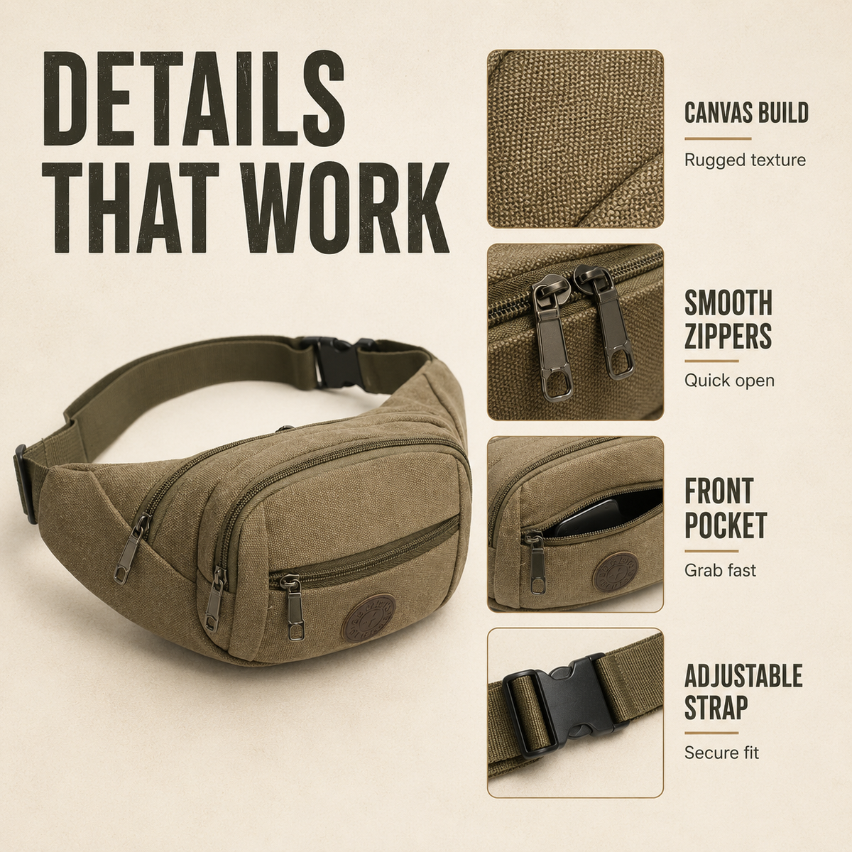 Lightweight Canvas Waist Pack