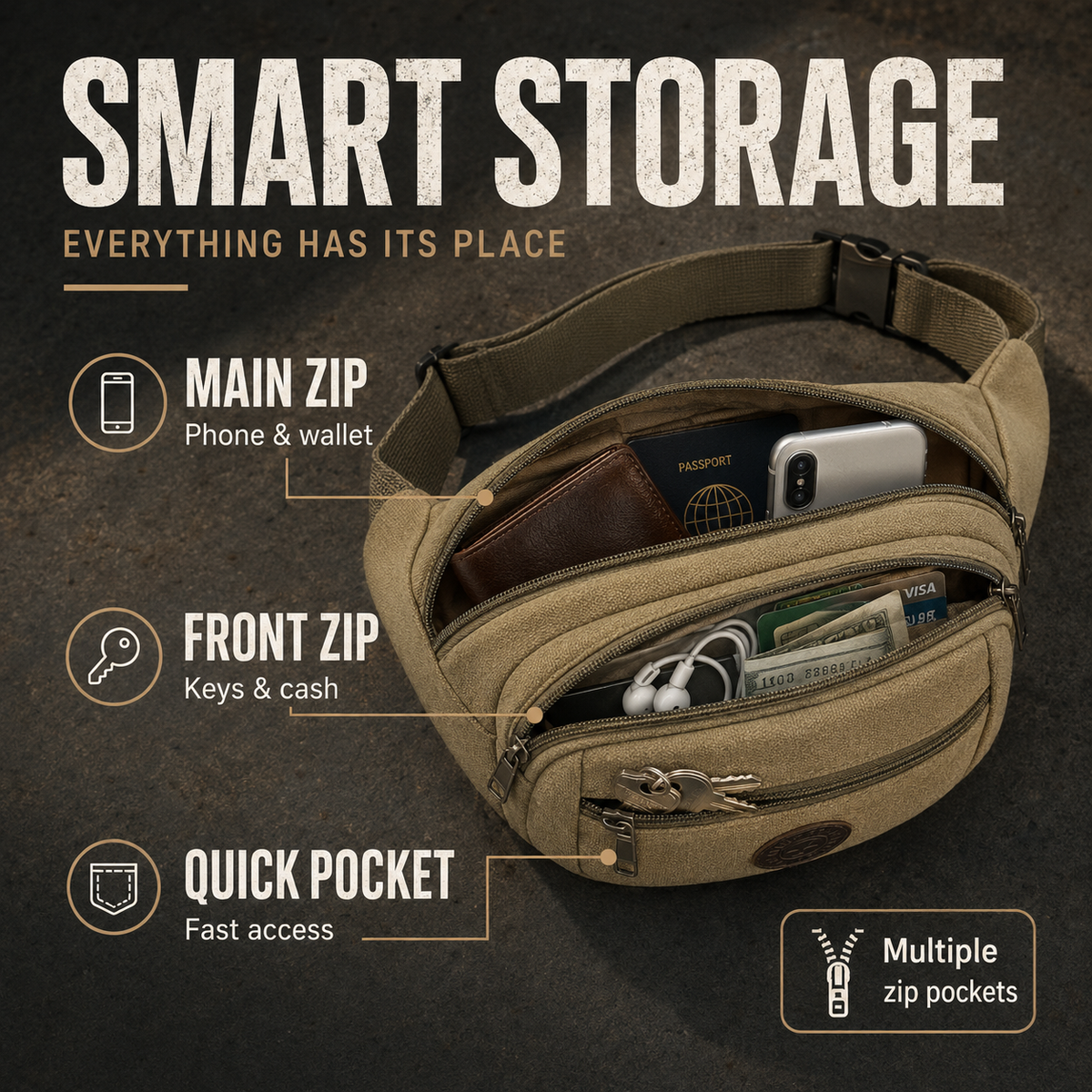 Lightweight Canvas Waist Pack