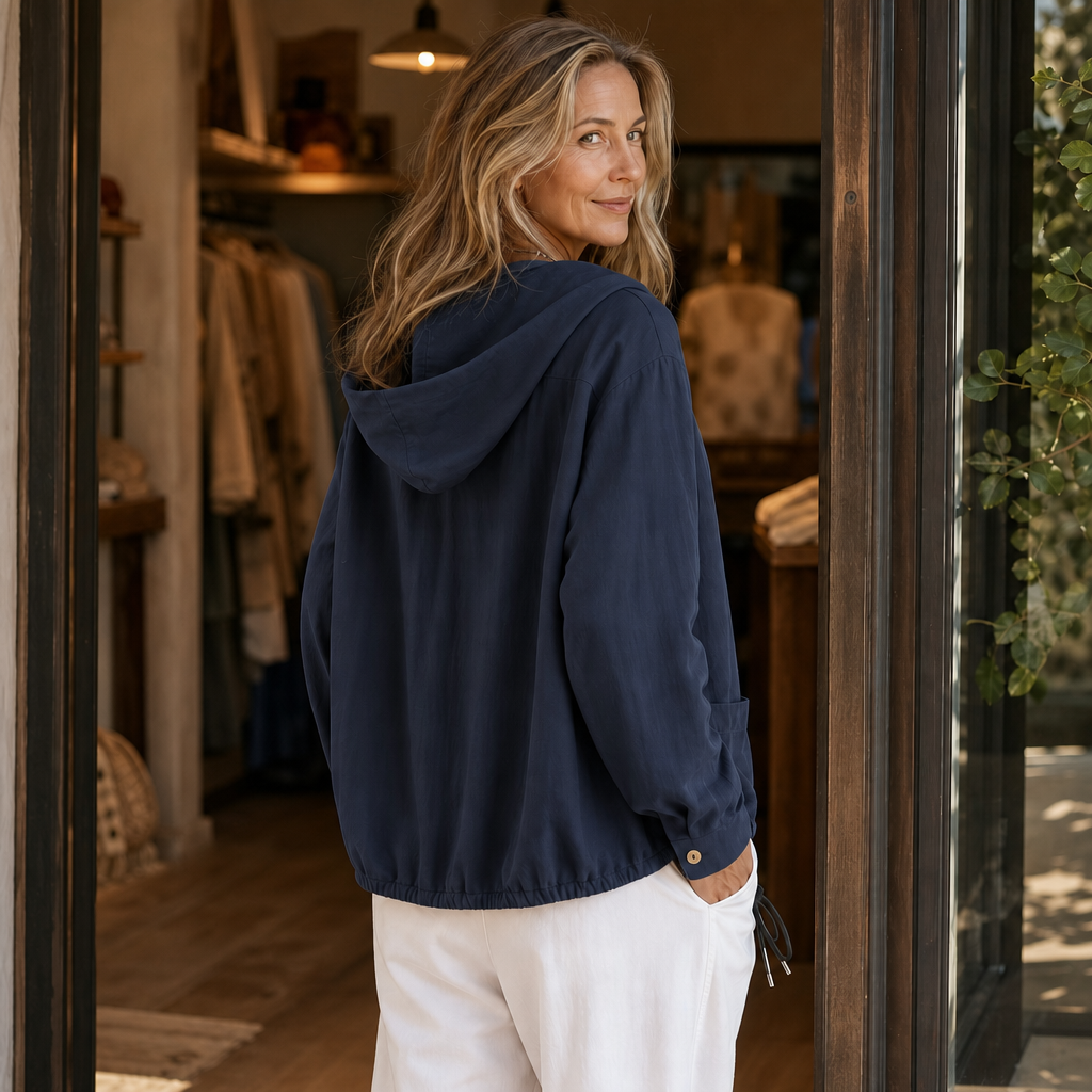 Lightweight Hooded Jacket with Drawstring Hem