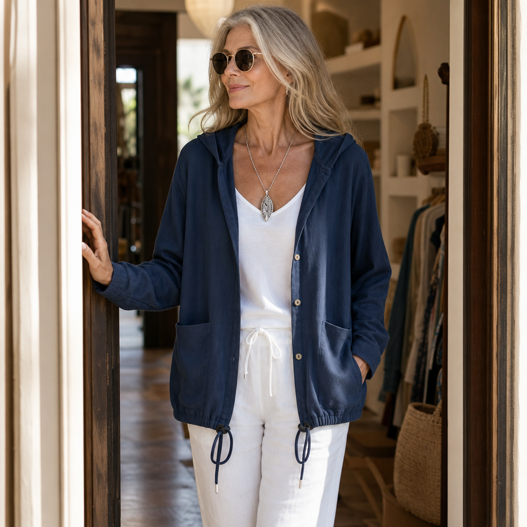 Lightweight Hooded Jacket with Drawstring Hem