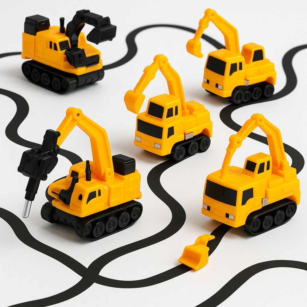 Line-Following Construction Vehicle Toy – Interactive Track-Drawing Cars for Kids with Marker-Controlled Play