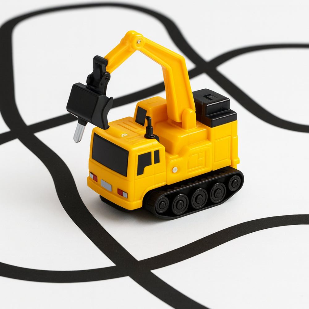 Line-Following Construction Vehicle Toy – Interactive Track-Drawing Cars for Kids with Marker-Controlled Play