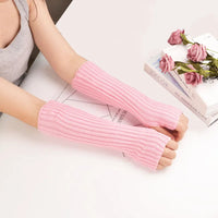 Long Knit Fingerless Gloves