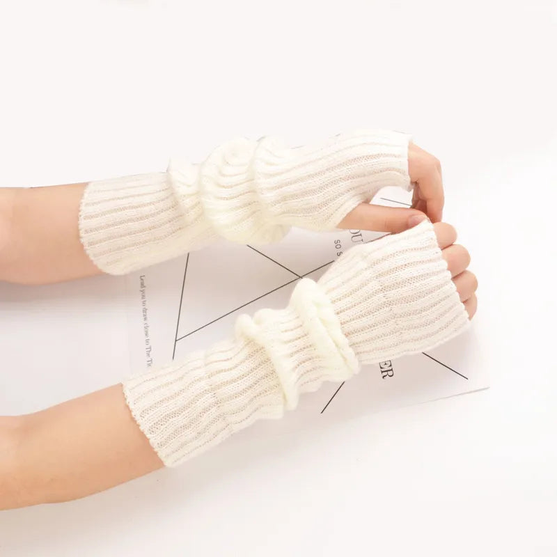 Long Knit Fingerless Gloves