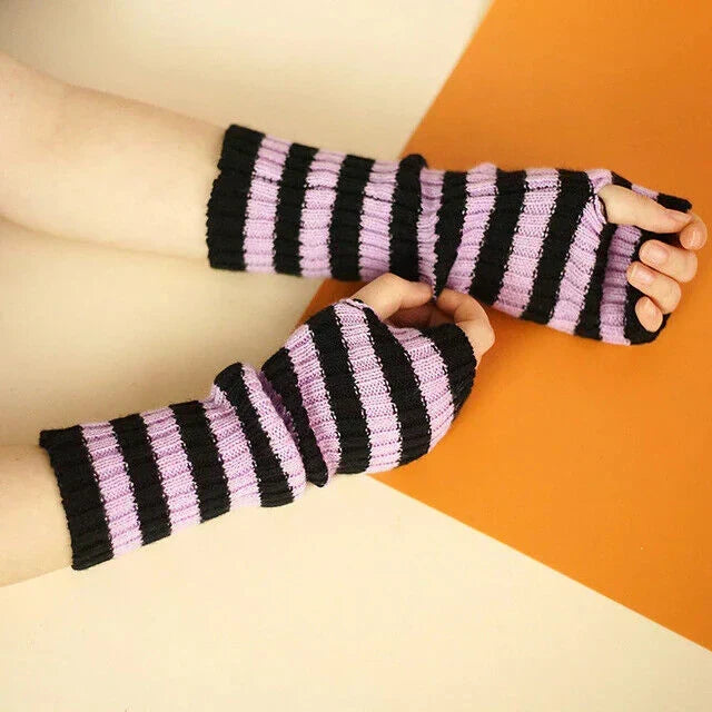 Long Knit Fingerless Gloves