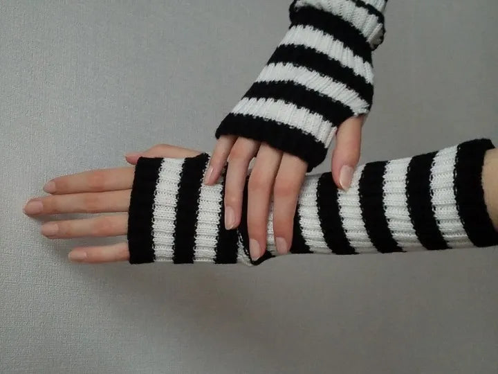 Long Knit Fingerless Gloves