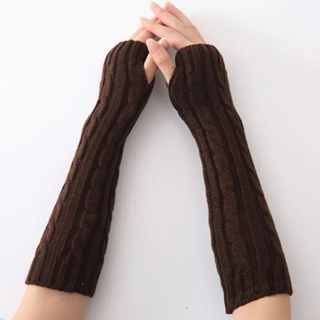 Long Knit Fingerless Gloves