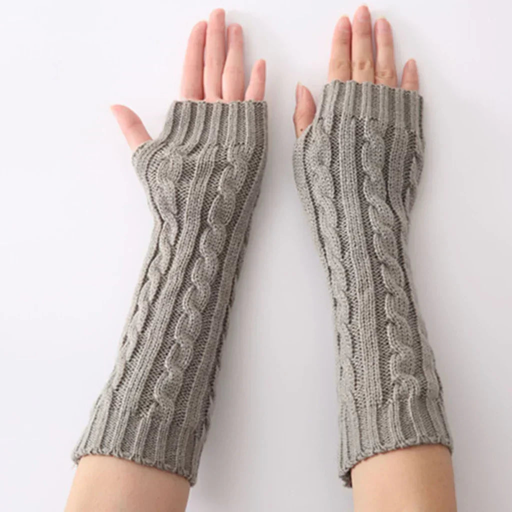 Long Knit Fingerless Gloves