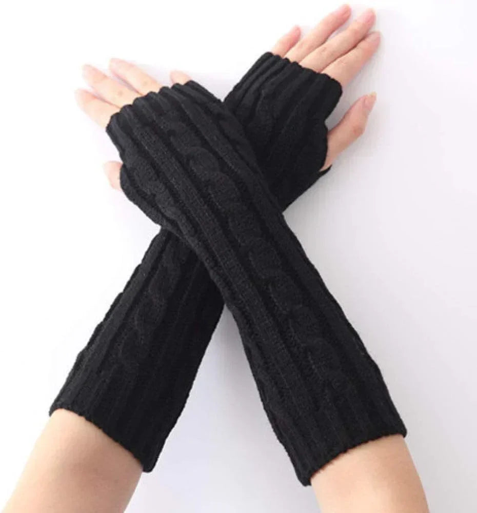 Long Knit Fingerless Gloves