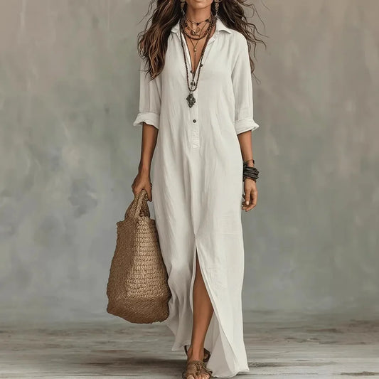 Long Linen Shirt Dress