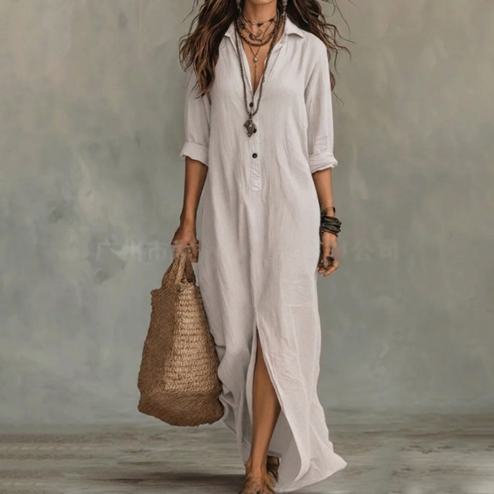 Long Linen Shirt Dress