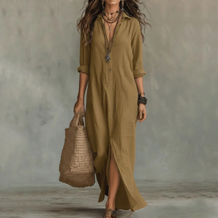 Long Linen Shirt Dress