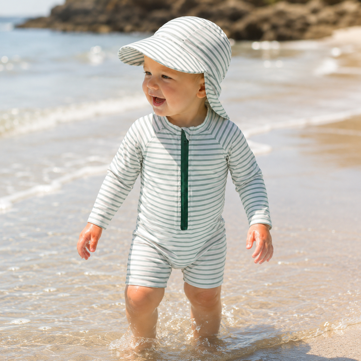 Long Sleeve Zip Swim Romper