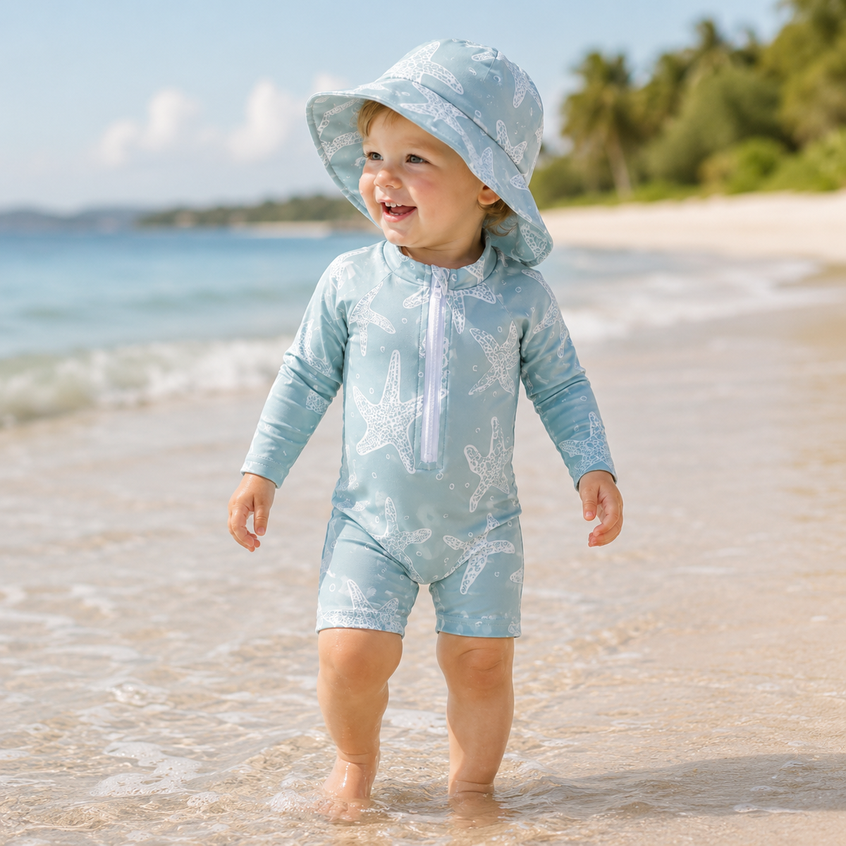 Long Sleeve Zip Swim Romper