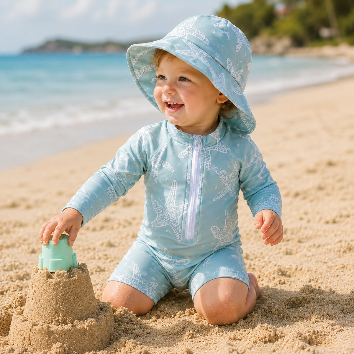 Long Sleeve Zip Swim Romper