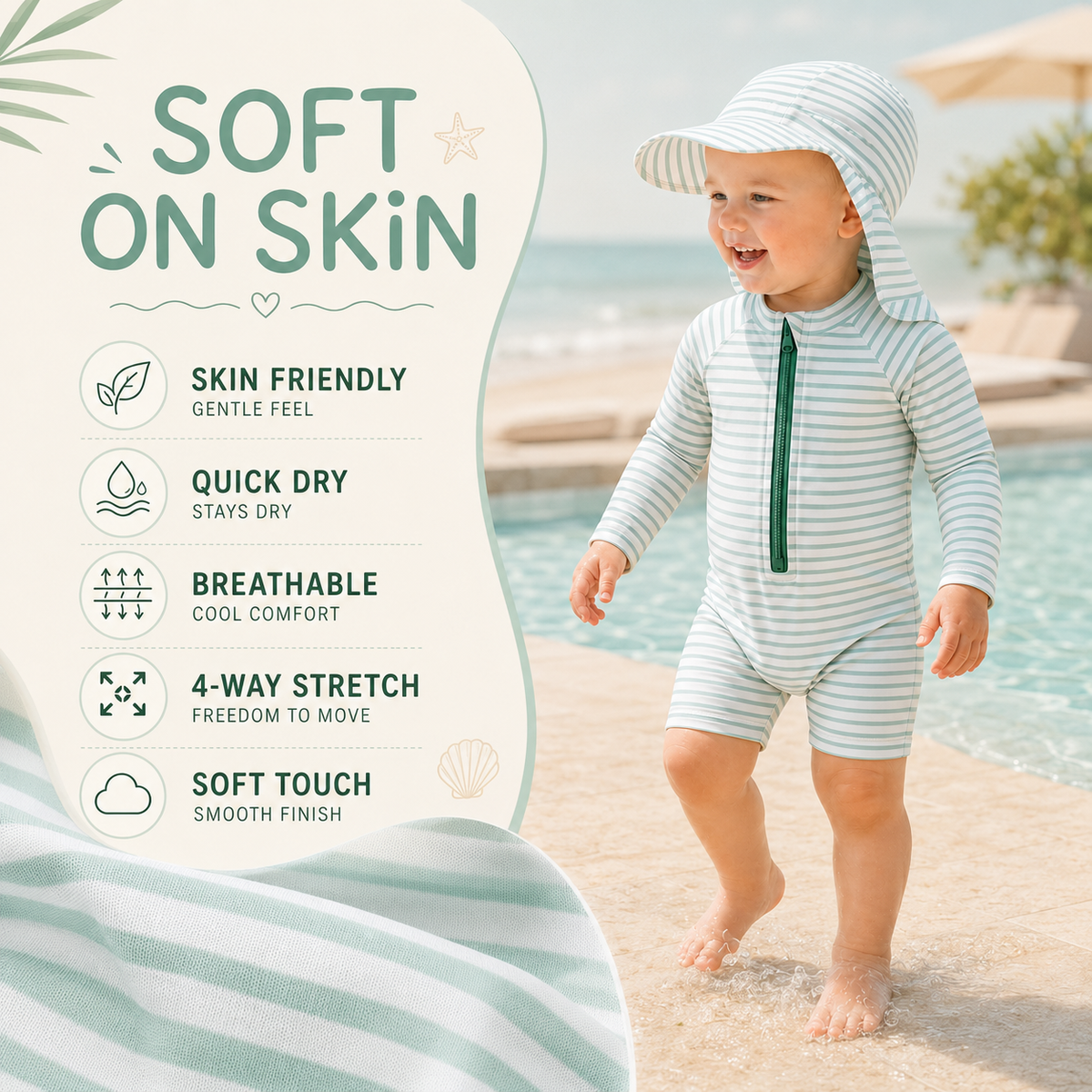 Long Sleeve Zip Swim Romper