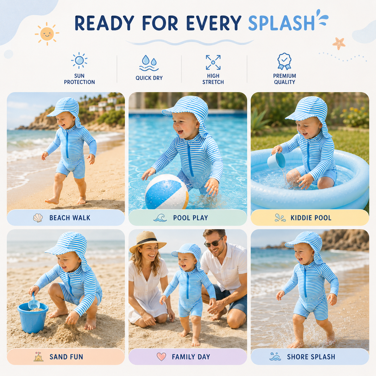 Long Sleeve Zip Swim Romper
